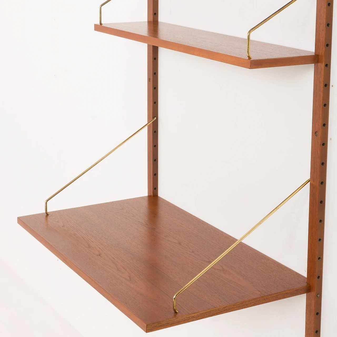 Wall-mounted teak bookcase with desk by Poul Cadovius, 1960s 7