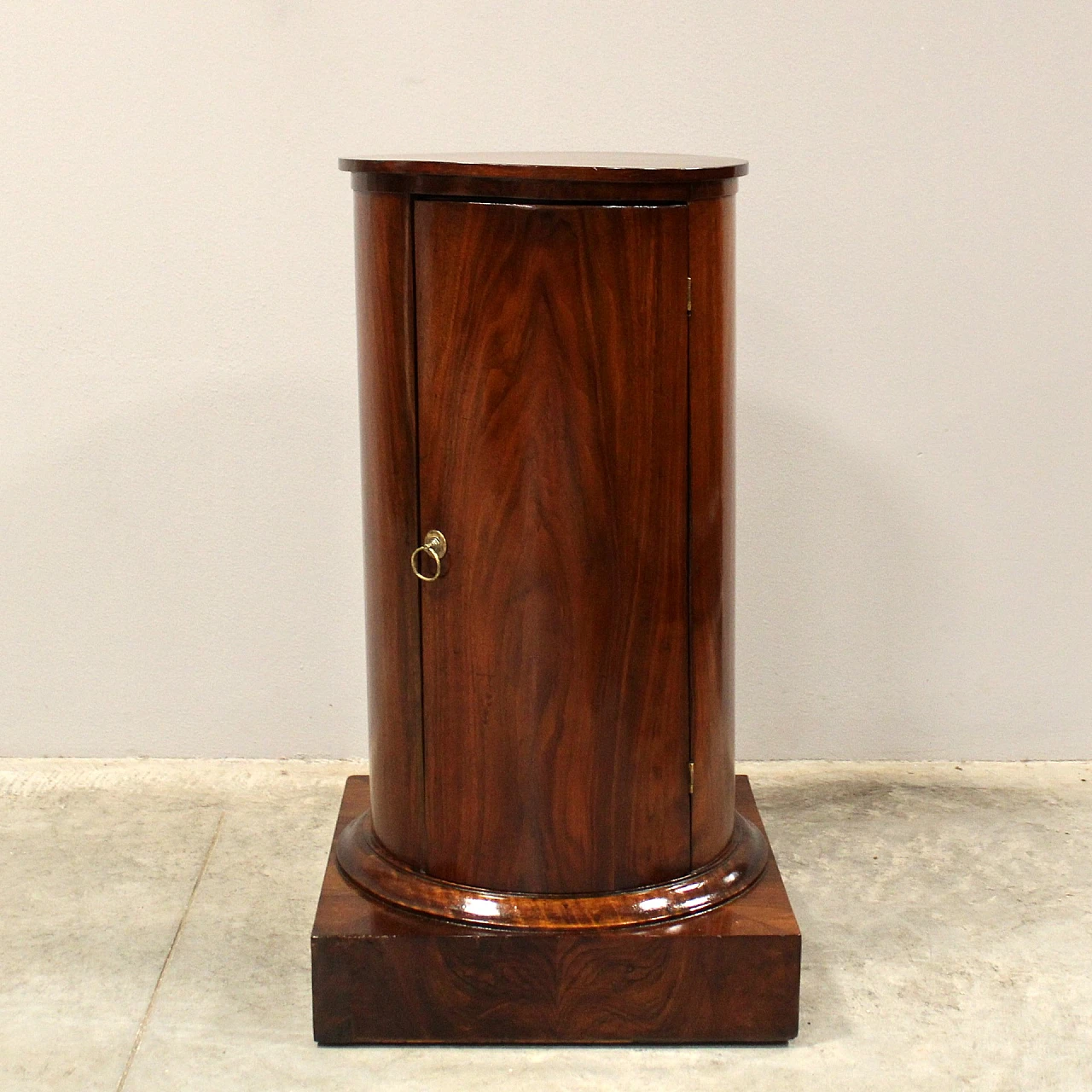 Empire walnut column bedside table, 19th century 1