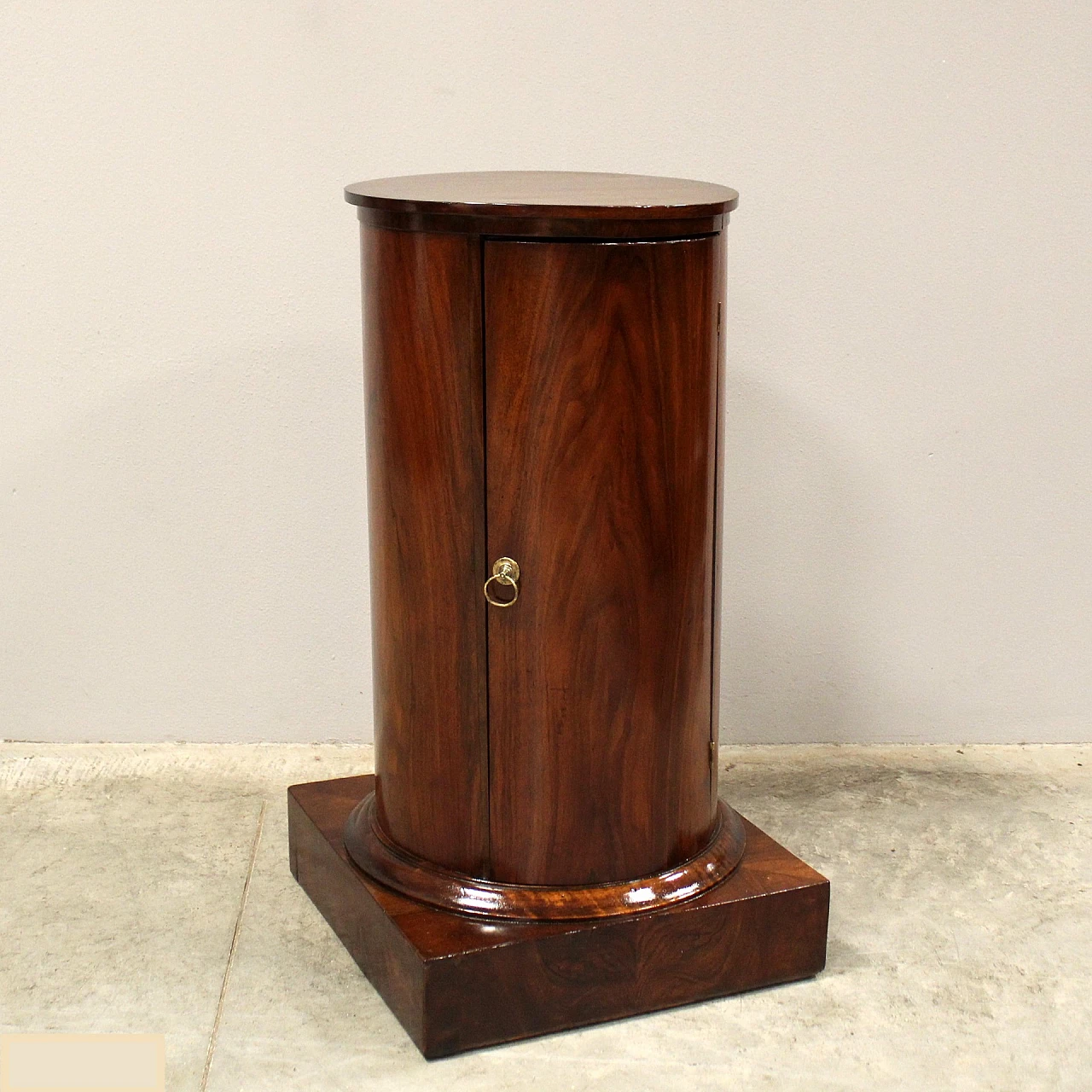 Empire walnut column bedside table, 19th century 6