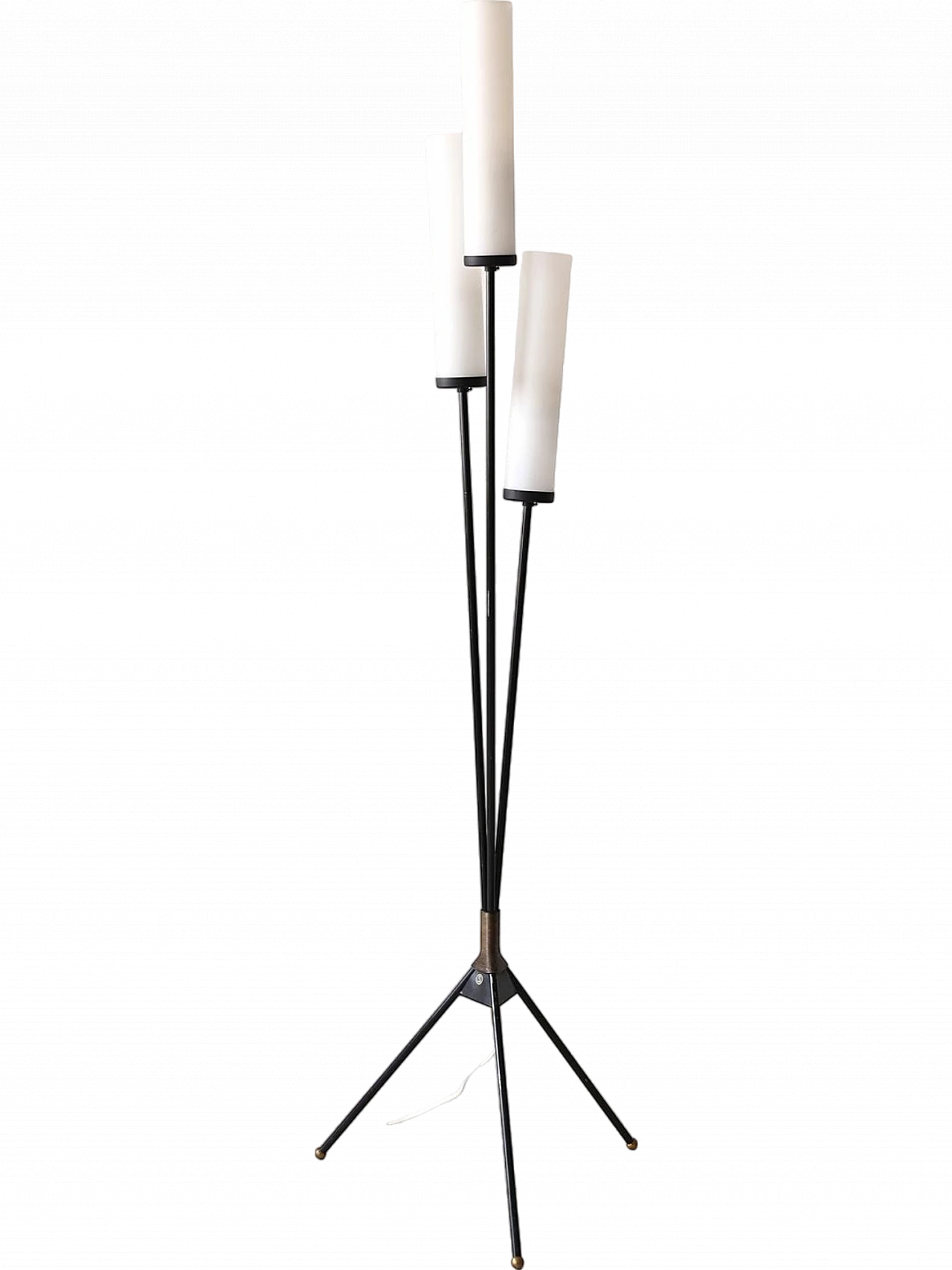 Black metal three-light floor lamp, 1960s 11