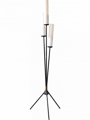 Black metal three-light floor lamp, 1960s