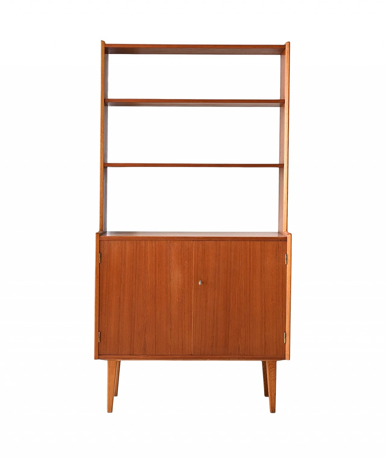 Scandinavian bookcase with shelving & storage compartment, 1960s 8