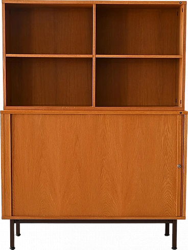 Oak office cabinet with metal legs, 1960s