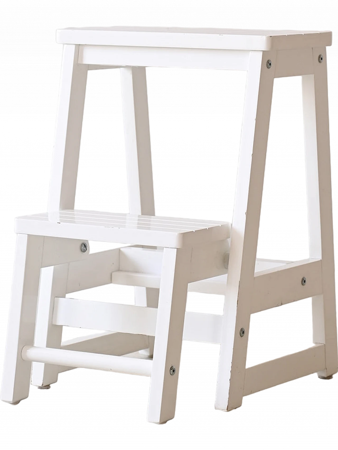 Ladder-stool in white painted wood, 1960s 9