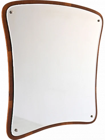 Mirror with curved wooden frame, 1960s