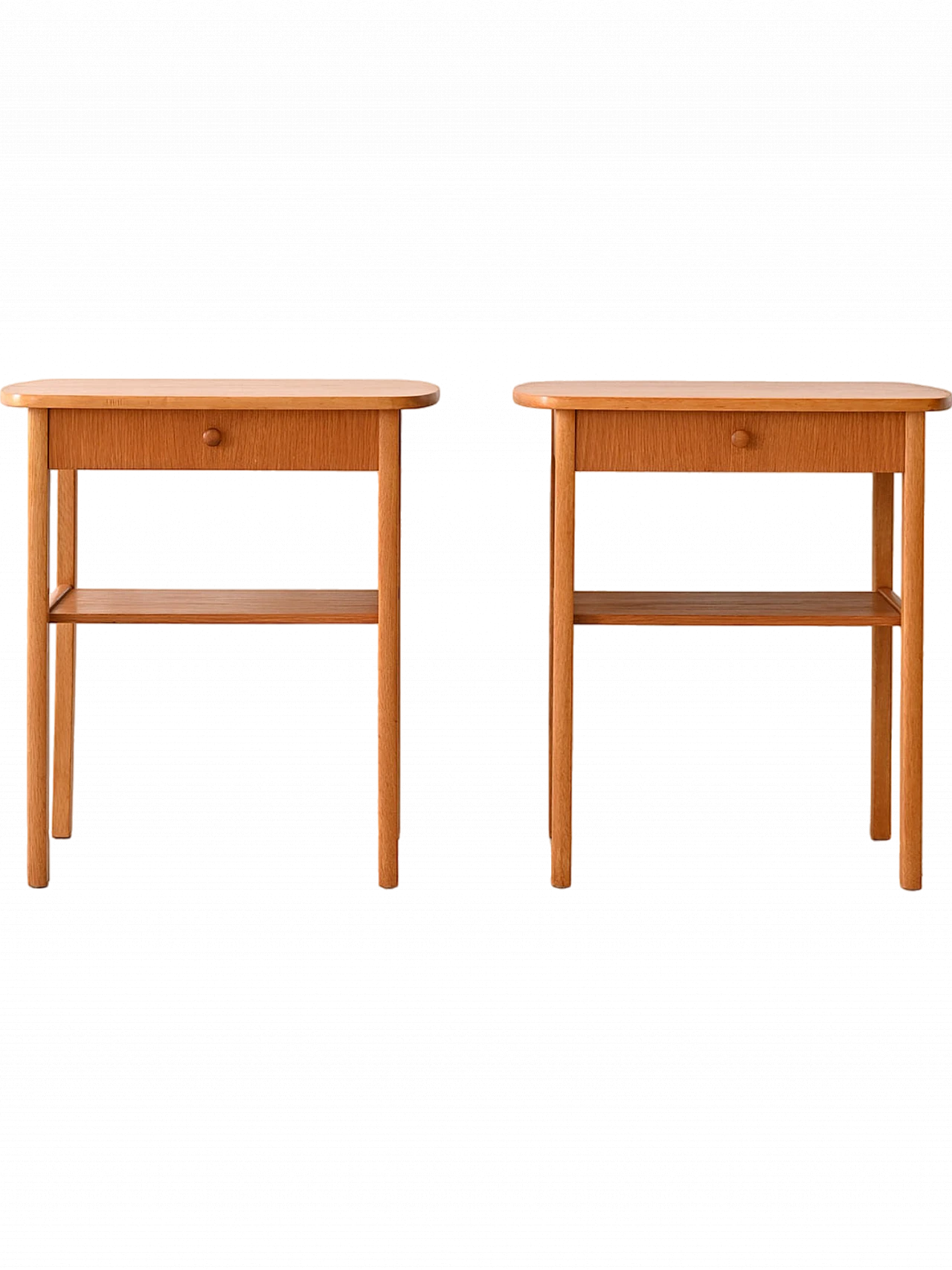 Pair of oak wood bedside tables with drawer, 1960s 13