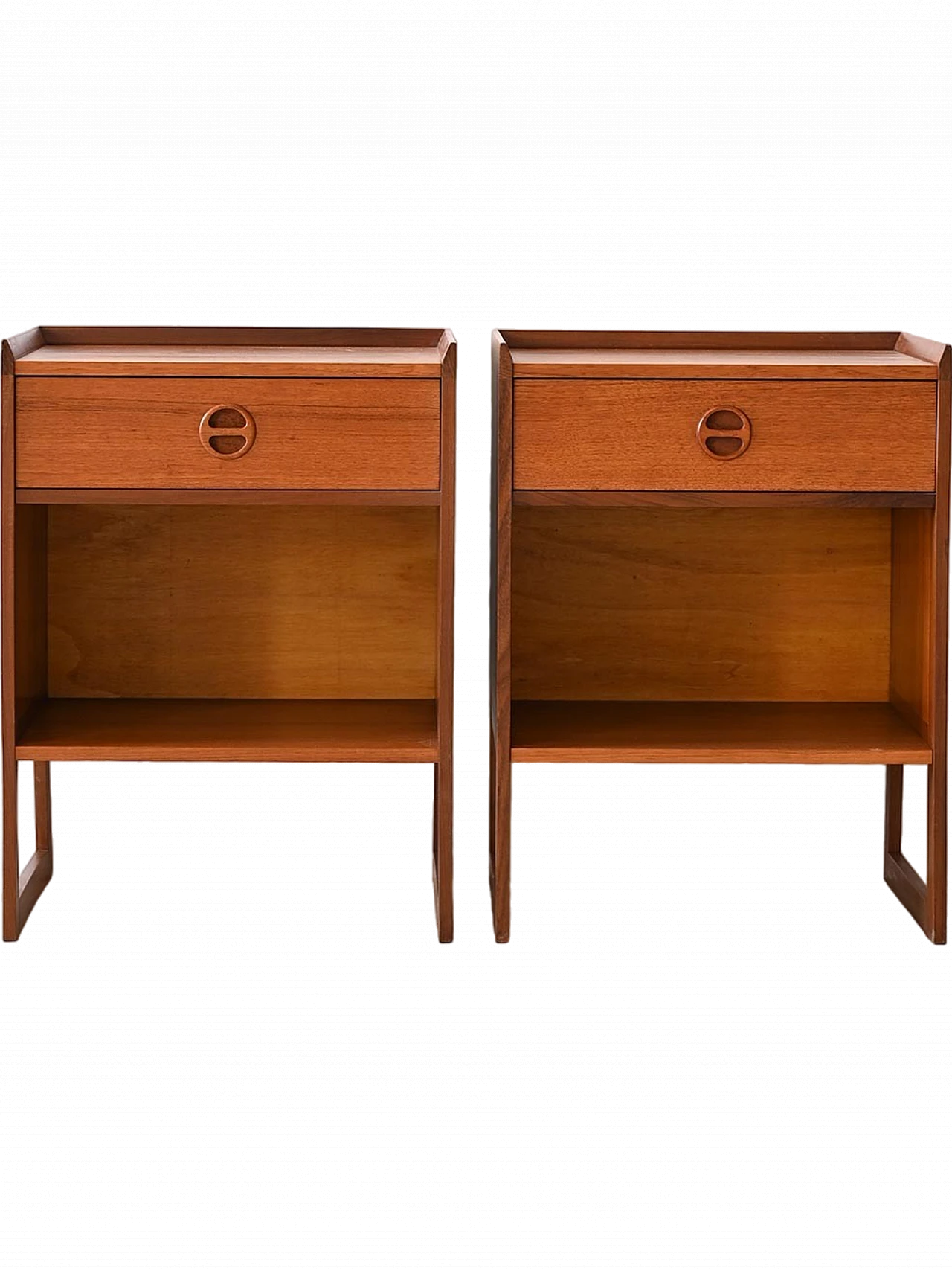 Pair of Scandinavian bedside tables with open compartment, 1960s 17