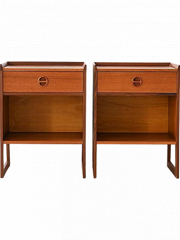 Pair of Scandinavian bedside tables with open compartment, 1960s