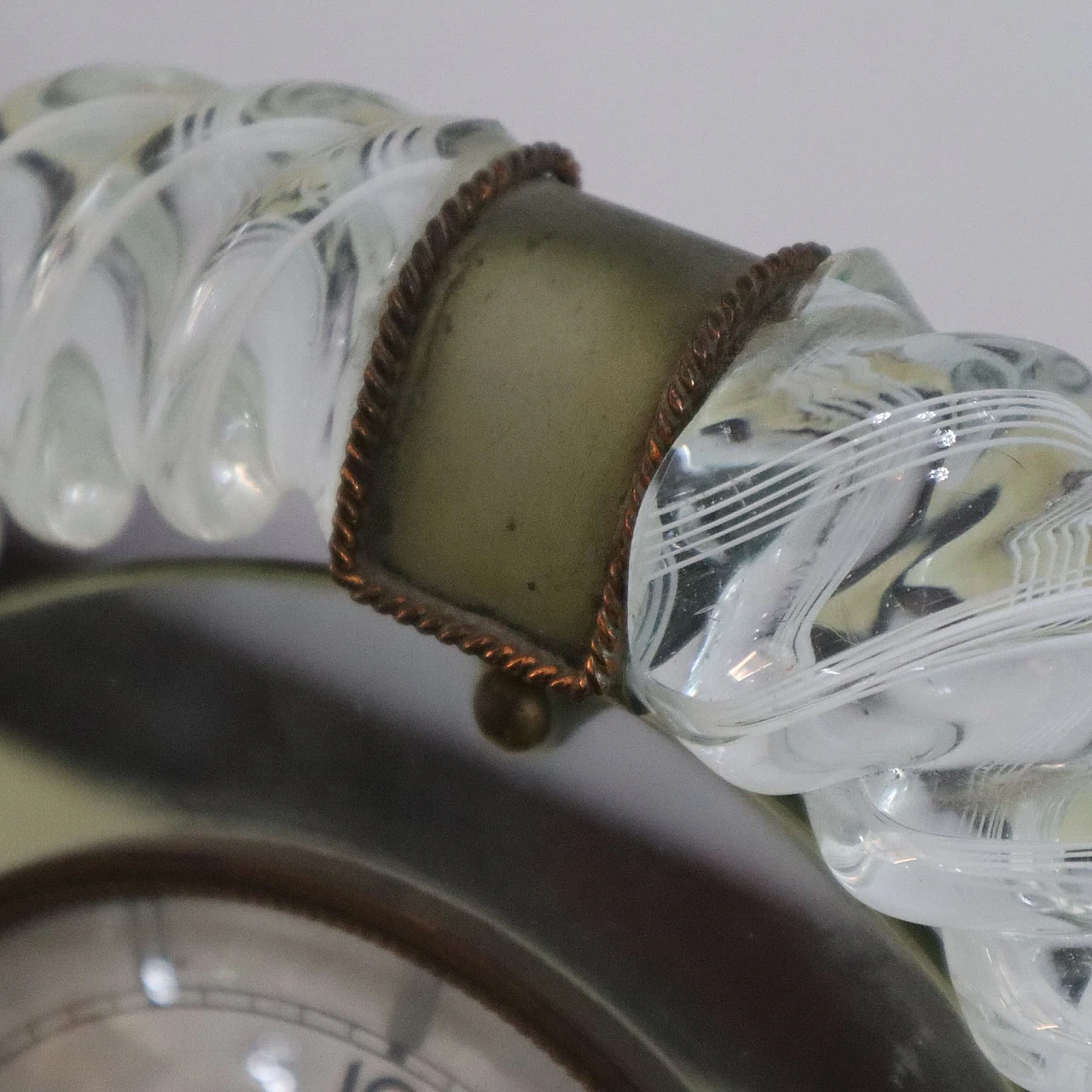 Round Murano glass clock with brass inserts, 1940s 2