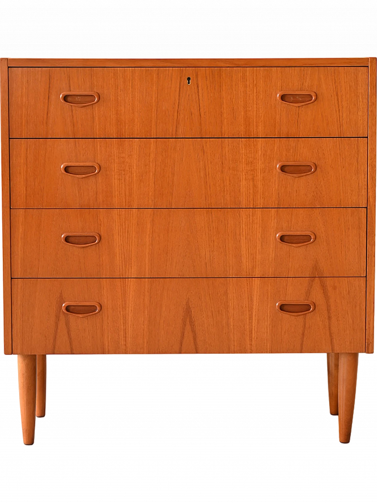 Scandinavian teak dresser with four drawers and lock, 1960s 12