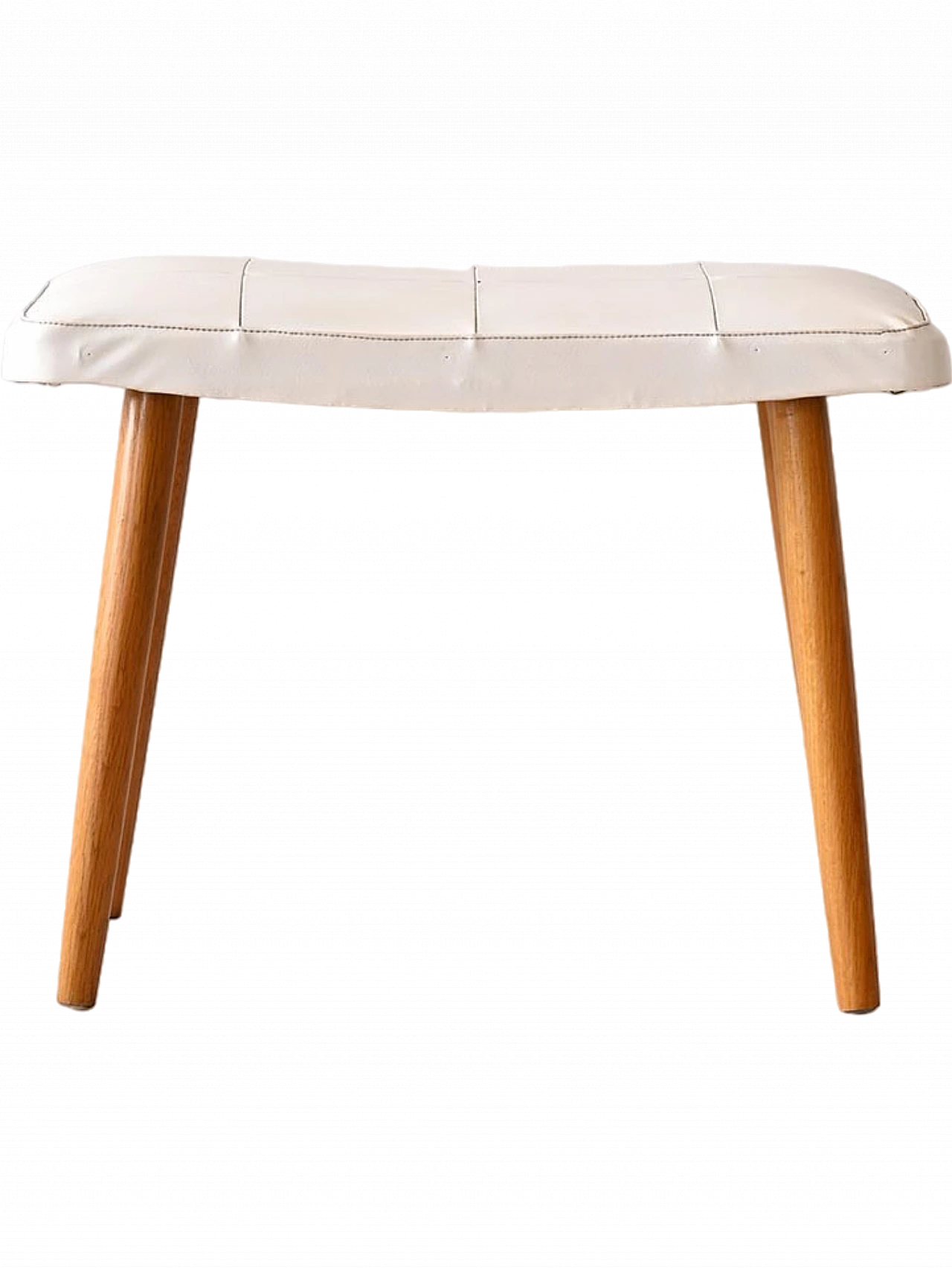 Birch stool with upholstered seat, 1960s 7