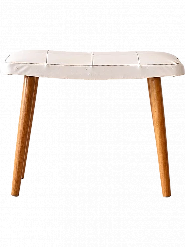 Birch stool with upholstered seat, 1960s