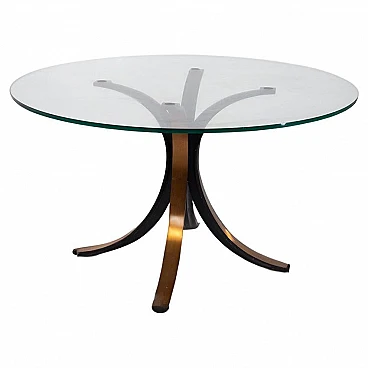 T69 table in brass & glass by O. Borsani & E. Gerli for Tecno, 1960s