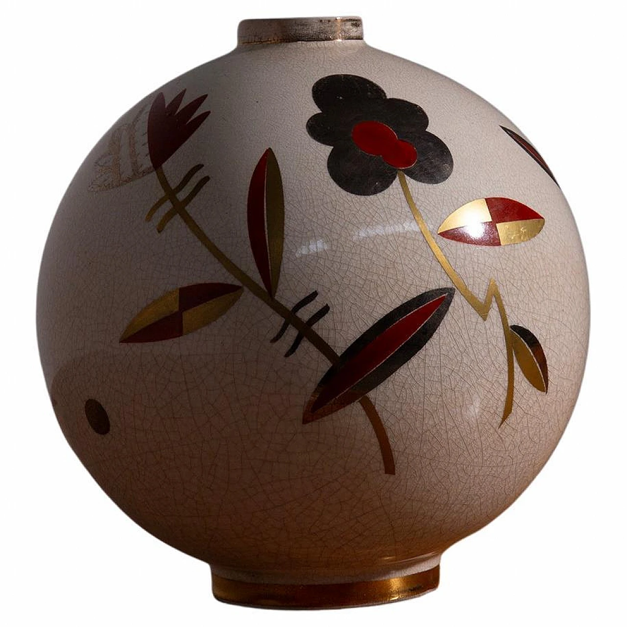 Art Deco vase in ceramic with floral motifs by Sainte Radegonde, 1920s 1