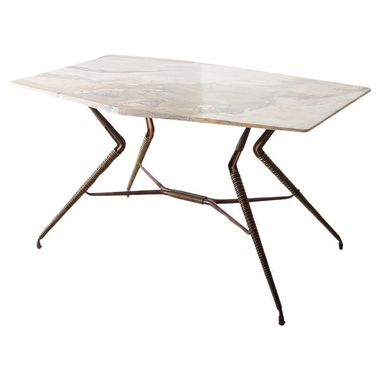 Onyx dining table with brass turned legs, 1950s 1