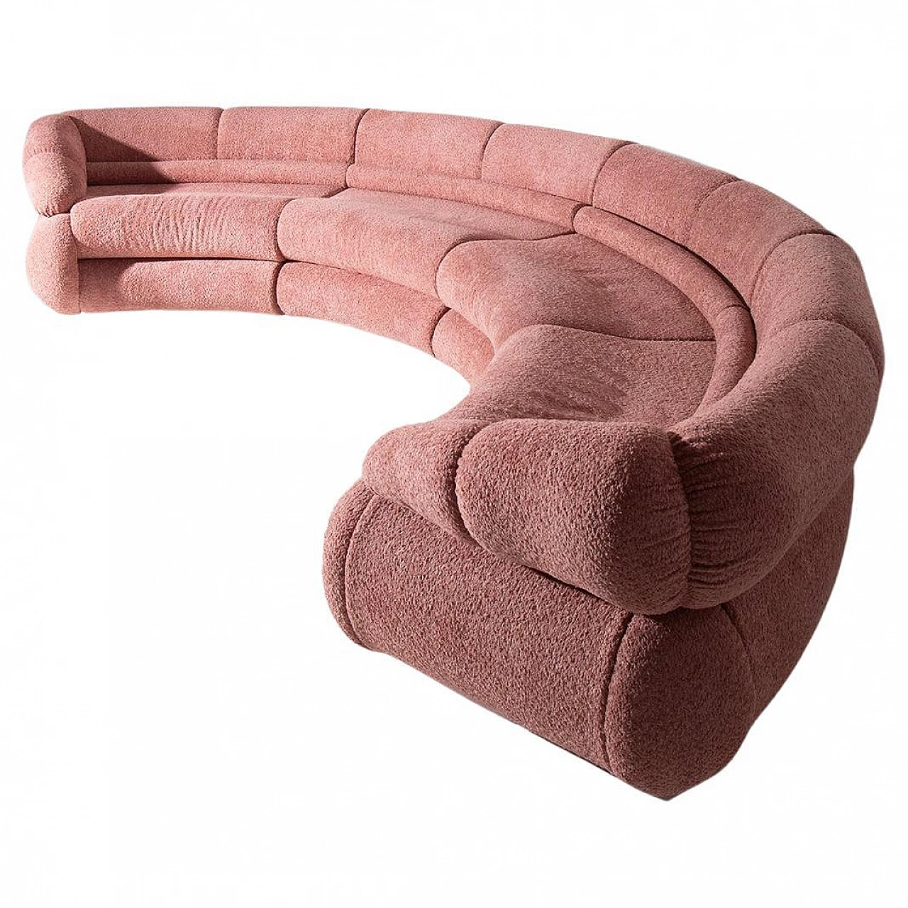 Orbita semicircular & modular sofa in pink bouclé fabric, 2024 1