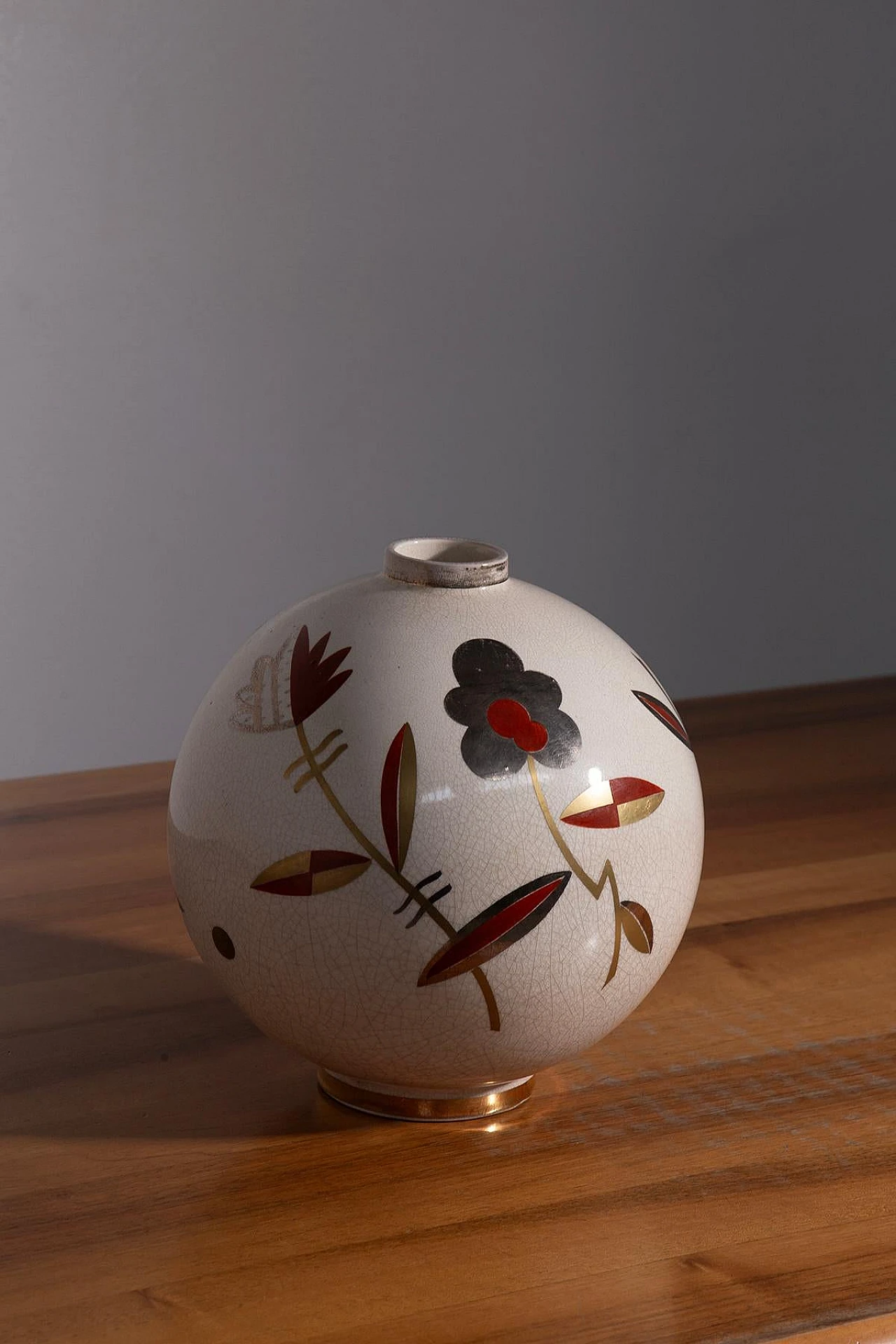 Art Deco vase in ceramic with floral motifs by Sainte Radegonde, 1920s 3