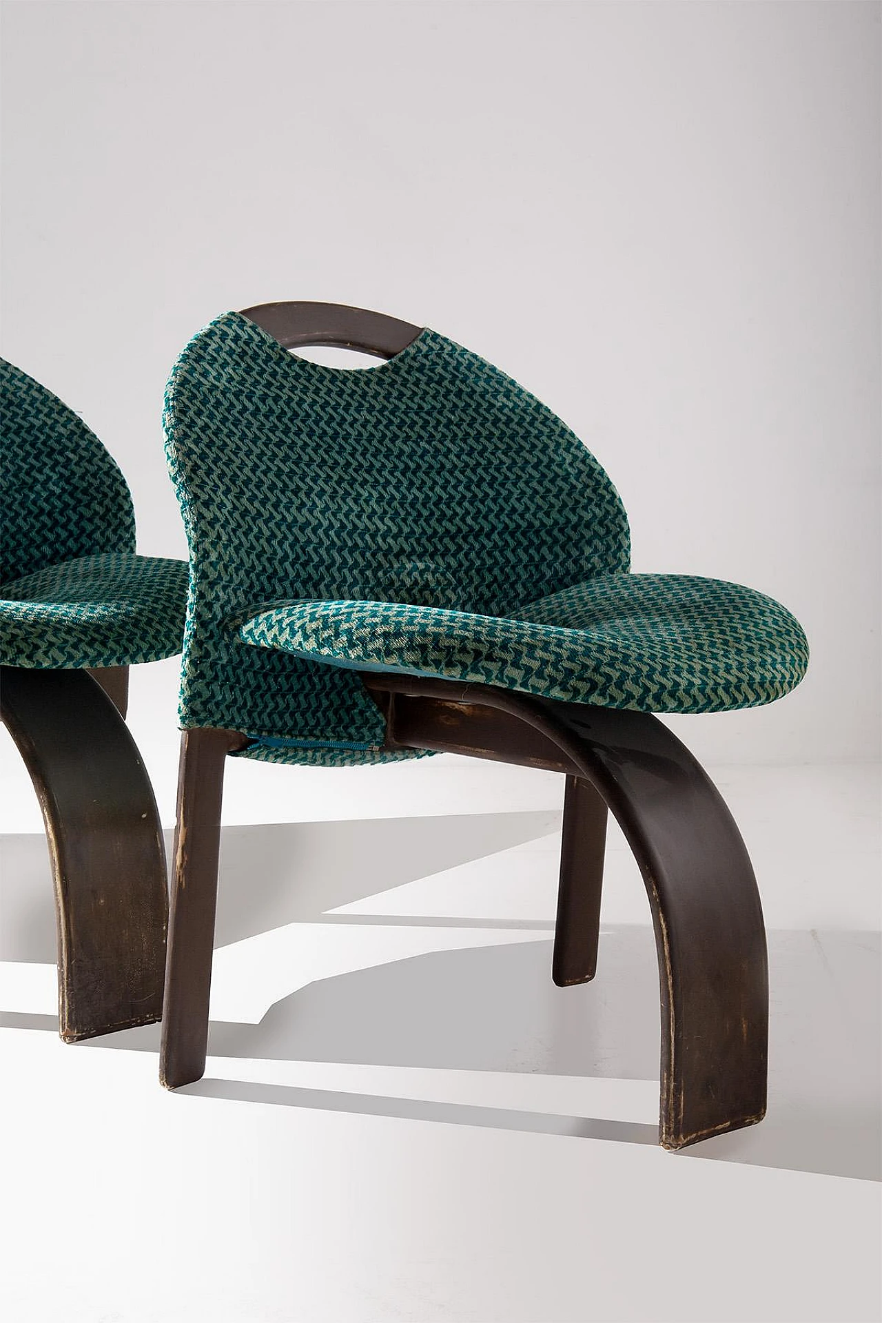 4 Sail chairs in green velvet by Giovanni Offredi for Saporiti, 1970s 3