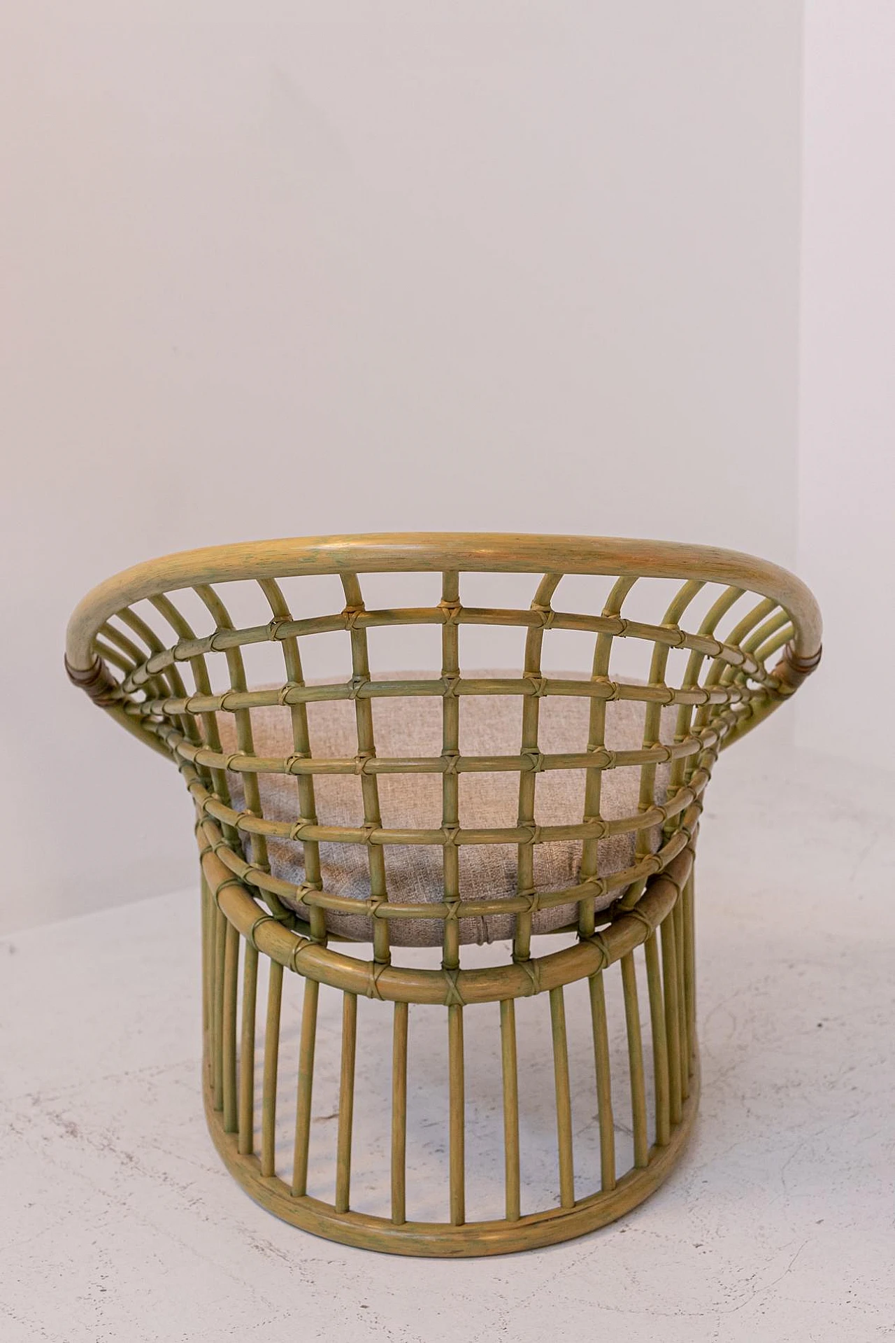 Pair of bamboo & rattan armchairs, 1980s 3