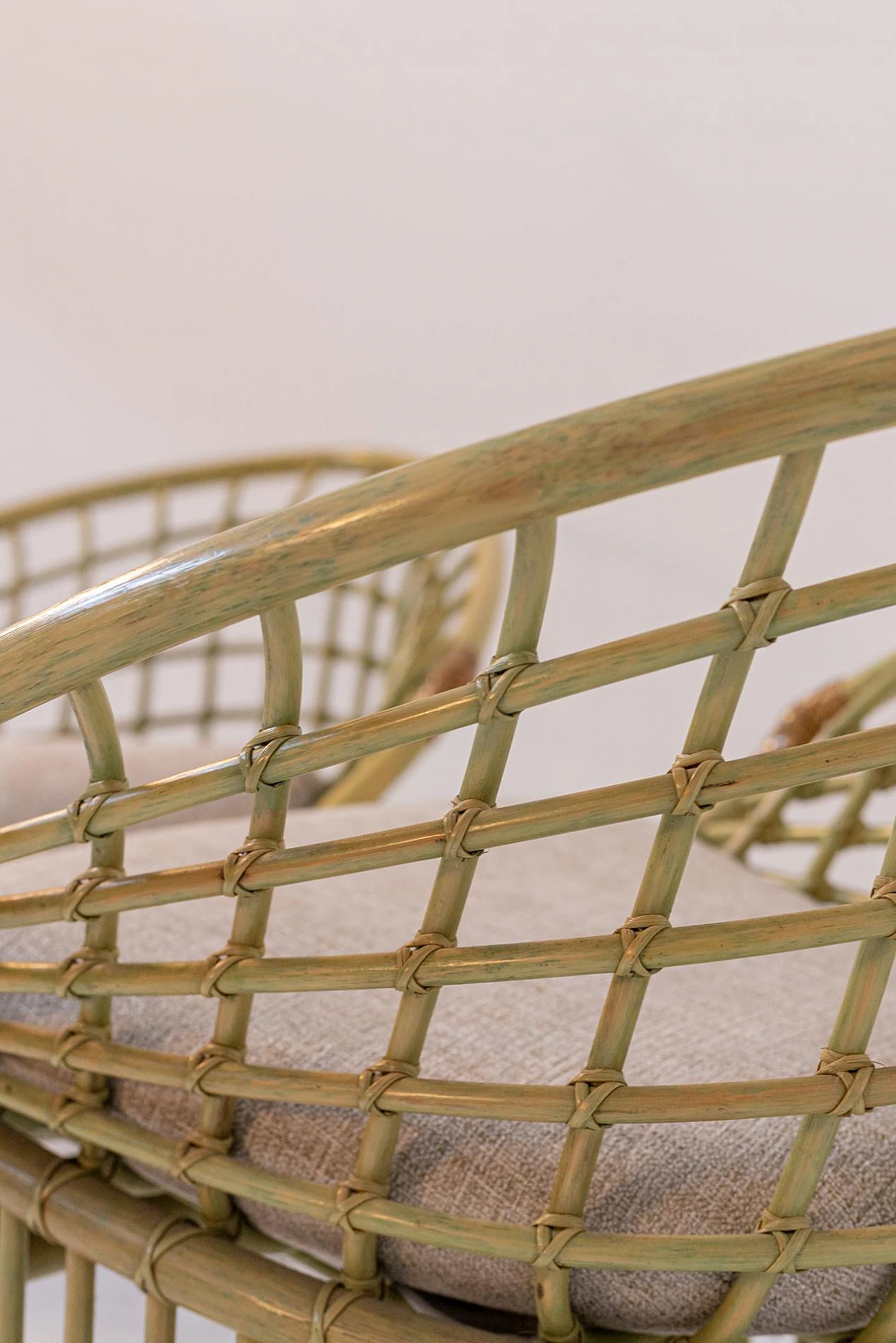 Pair of bamboo & rattan armchairs, 1980s 4