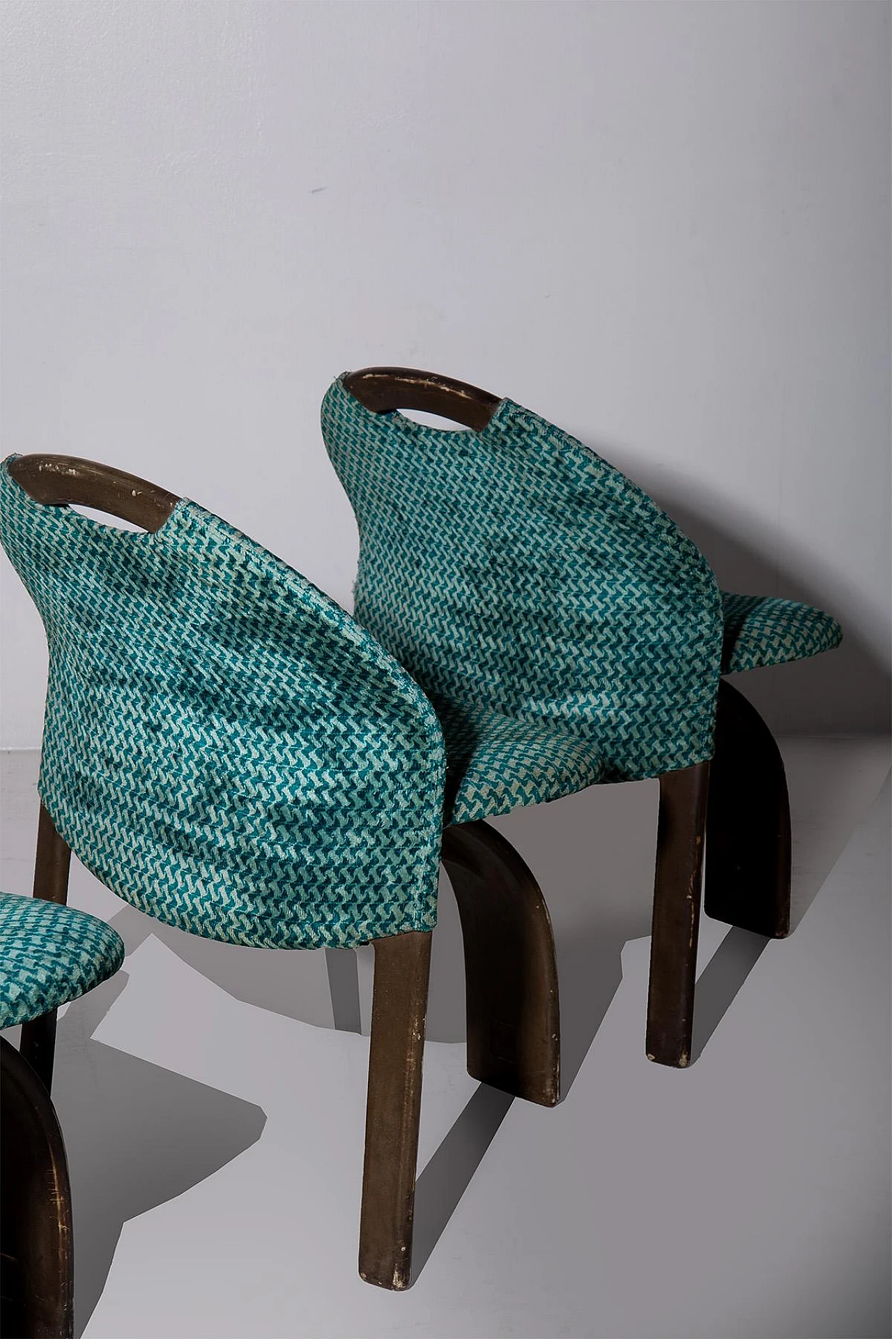 4 Sail chairs in green velvet by Giovanni Offredi for Saporiti, 1970s 6