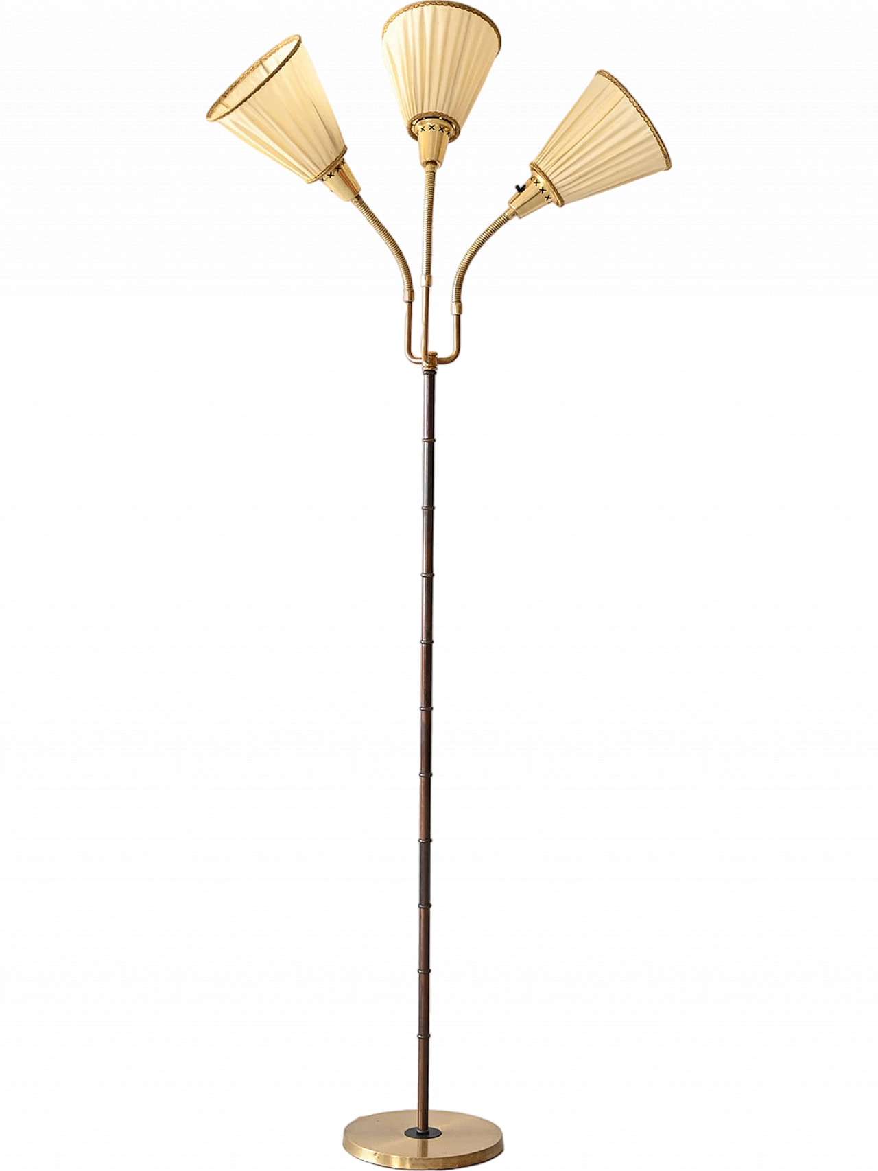 Gilded metal floor lamp with three light points, 1960s 12