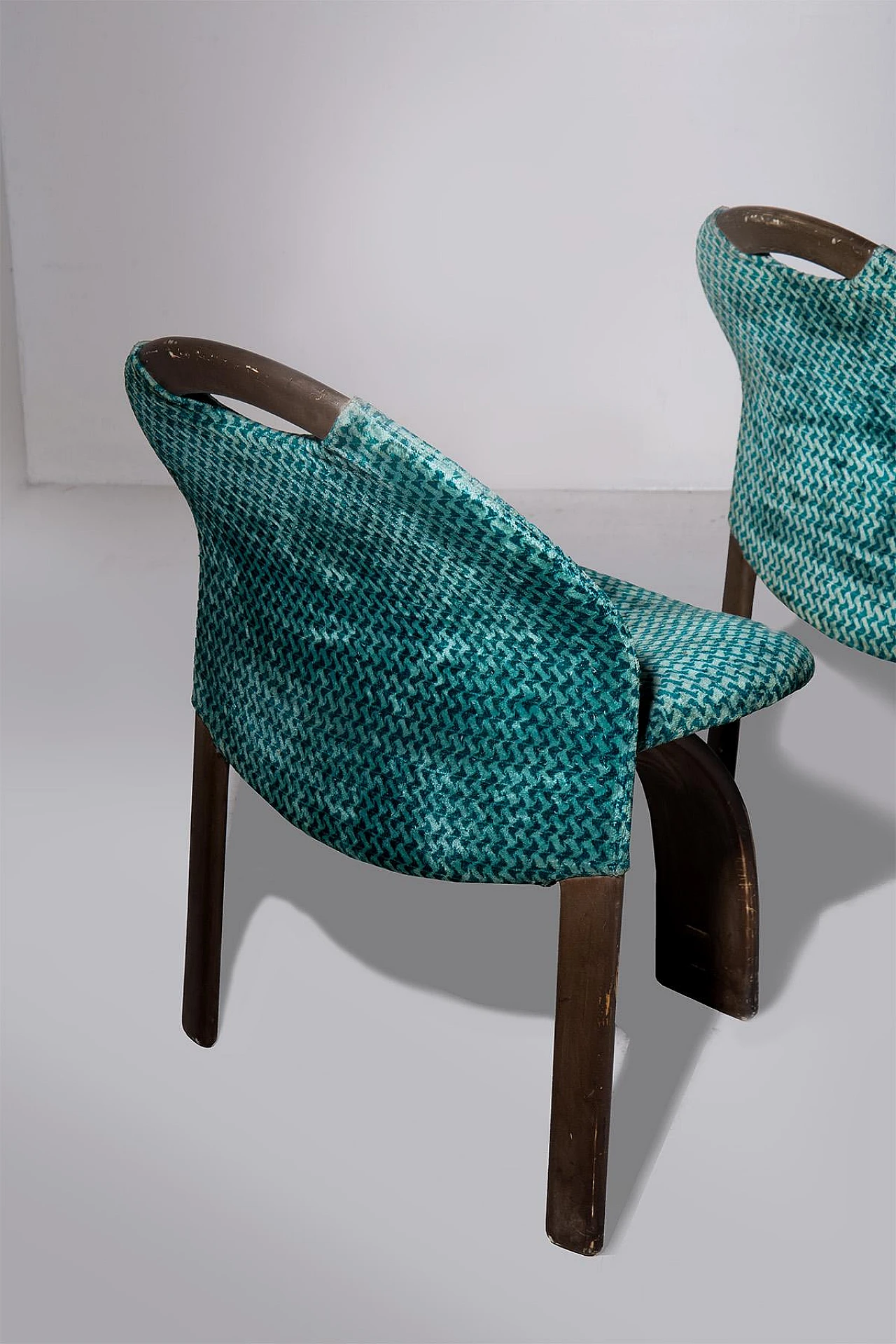 4 Sail chairs in green velvet by Giovanni Offredi for Saporiti, 1970s 11