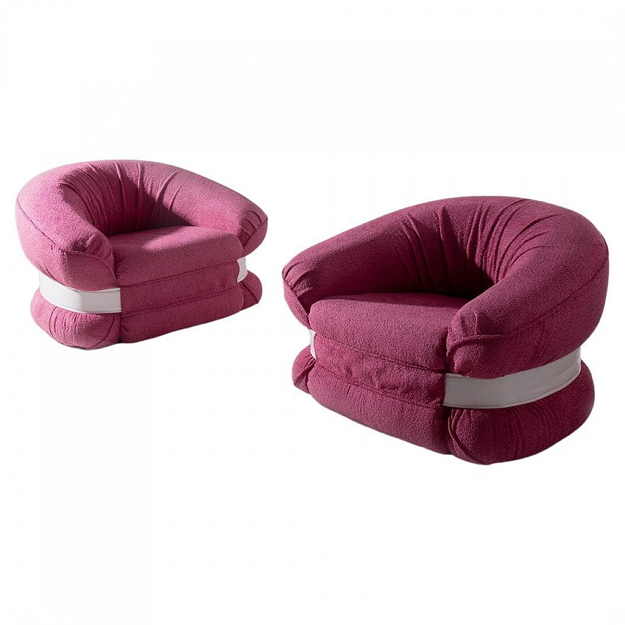 Pair of armchairs Premiere in pink bouclé by A. Piazzanesi, 1970s 1