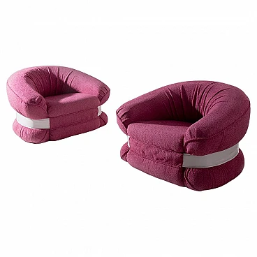 Pair of armchairs Premiere in pink bouclé by A. Piazzanesi, 1970s