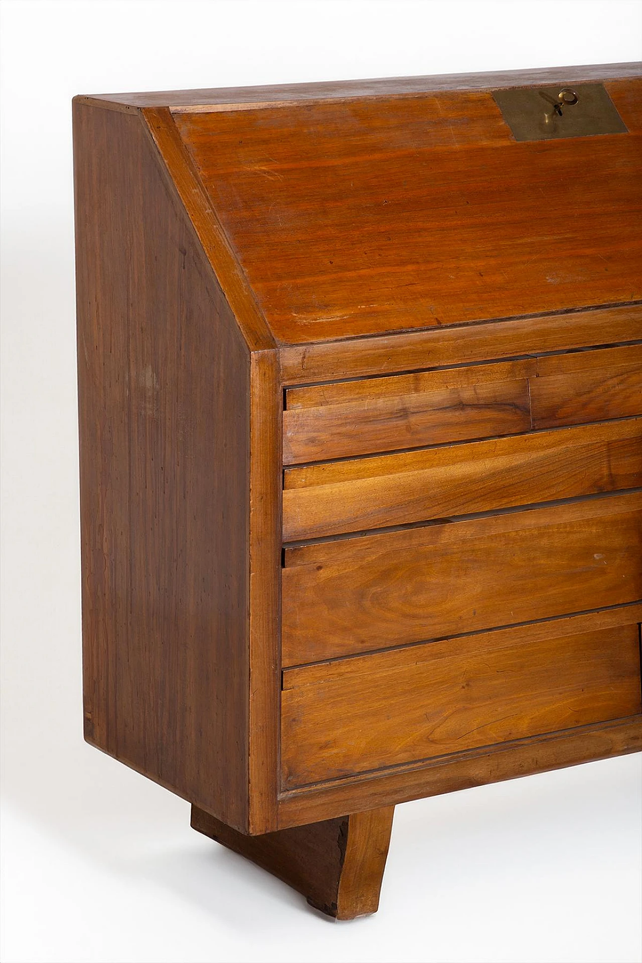 Wooden & brass secrétaire with six drawers, 1950s 3