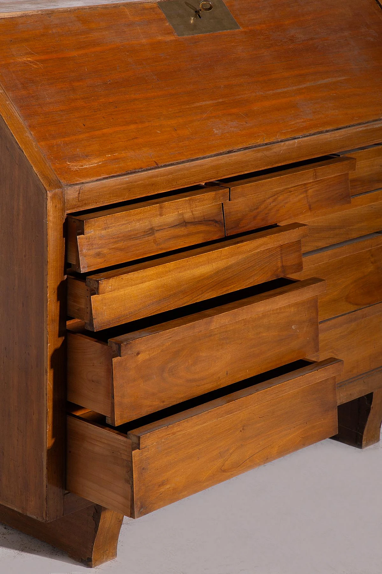 Wooden & brass secrétaire with six drawers, 1950s 5