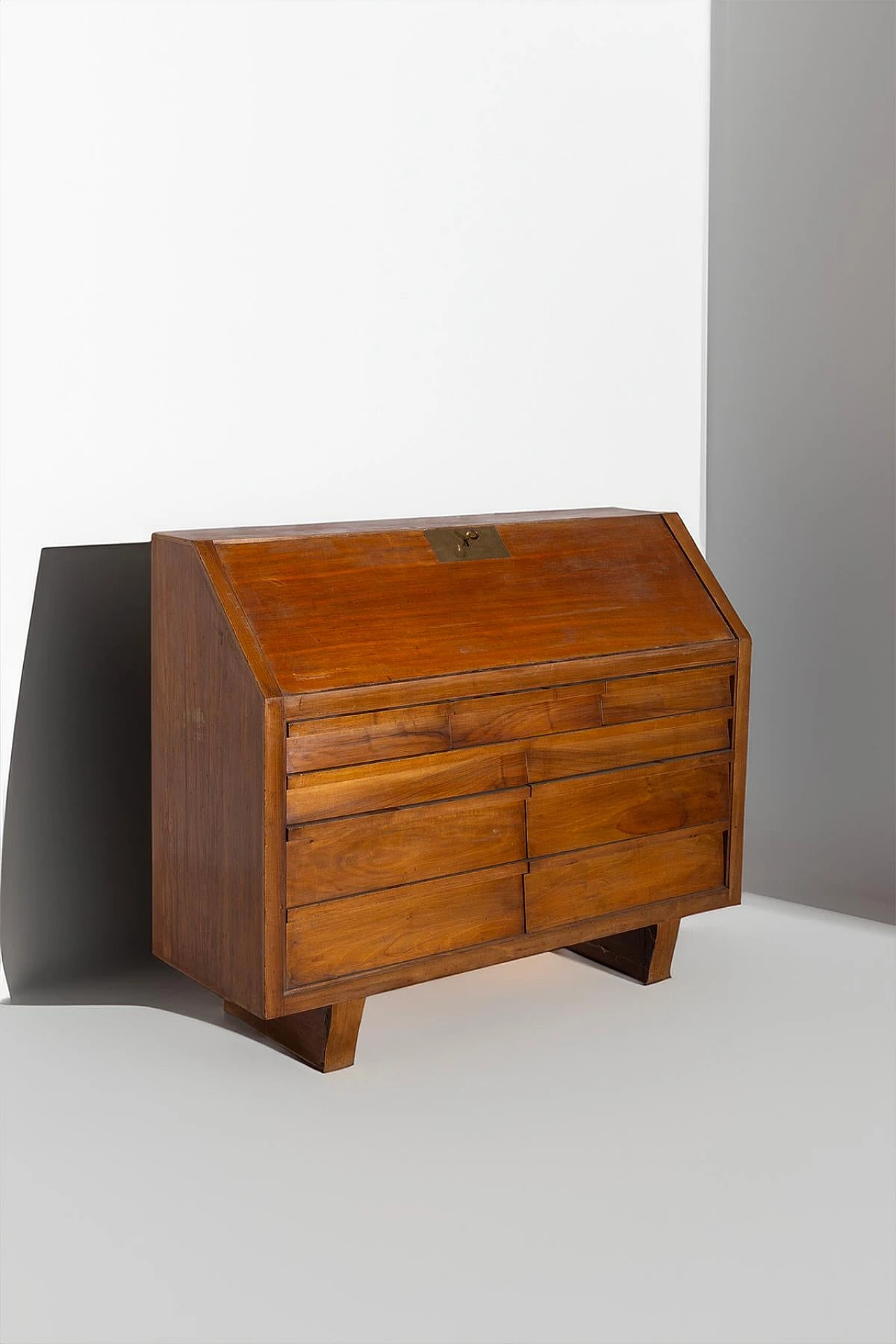 Wooden & brass secrétaire with six drawers, 1950s 7