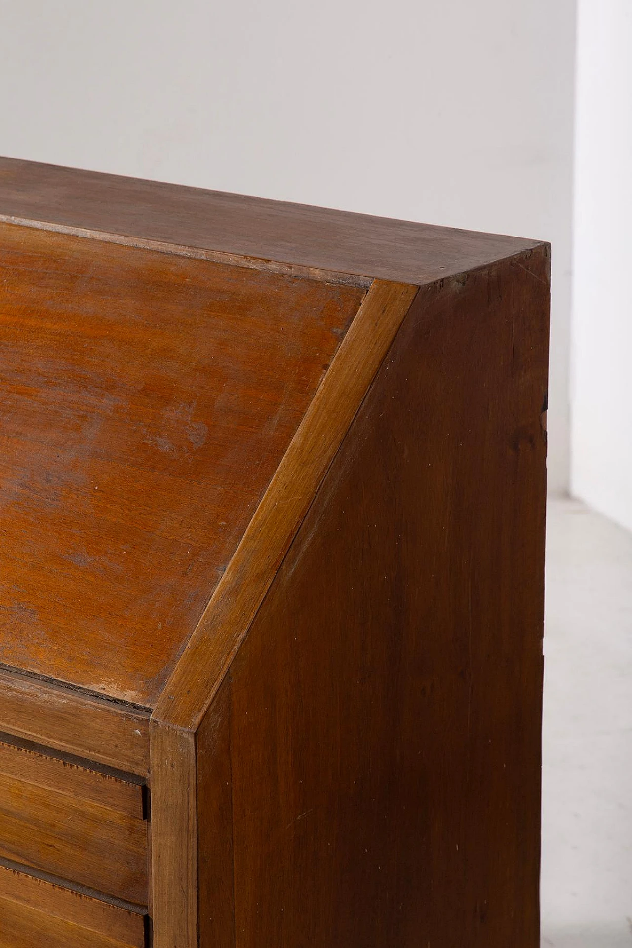 Wooden & brass secrétaire with six drawers, 1950s 9