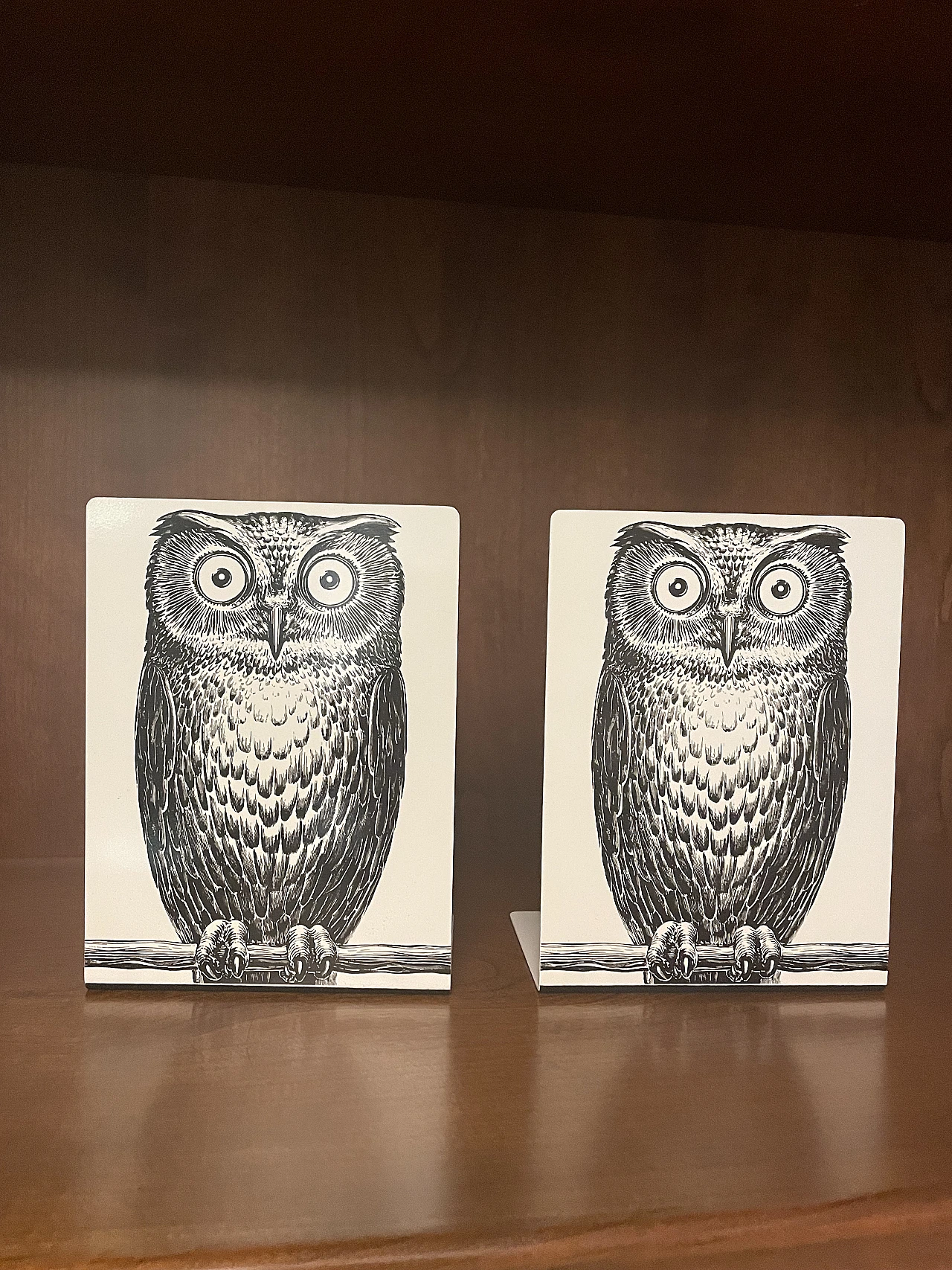 Pair of owl-shaped bookends in metal by Pietro Fornasetti, 2000s 3