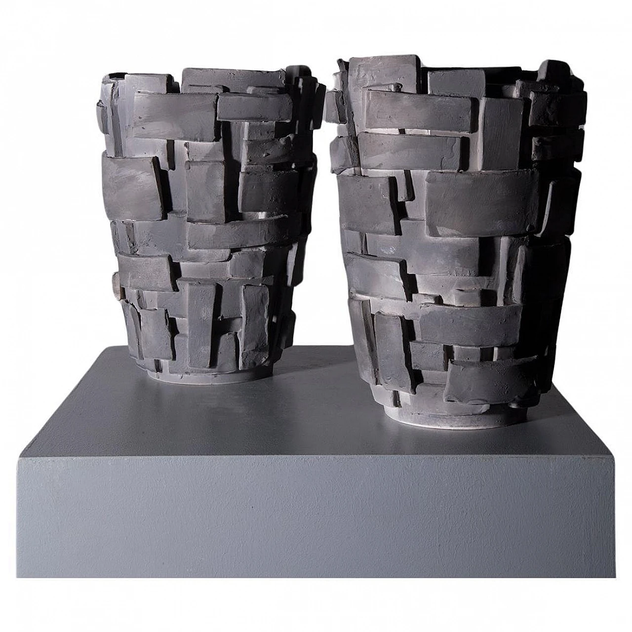 Pair of vases in grey ceramic by Costa, 2024 1