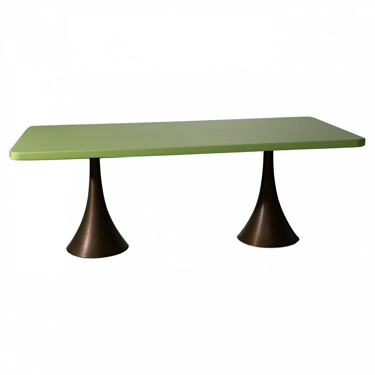 Dining table in green wood with bronze legs by O. Borsani, 1970s 1