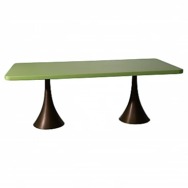 Dining table in green wood with bronze legs by O. Borsani, 1970s