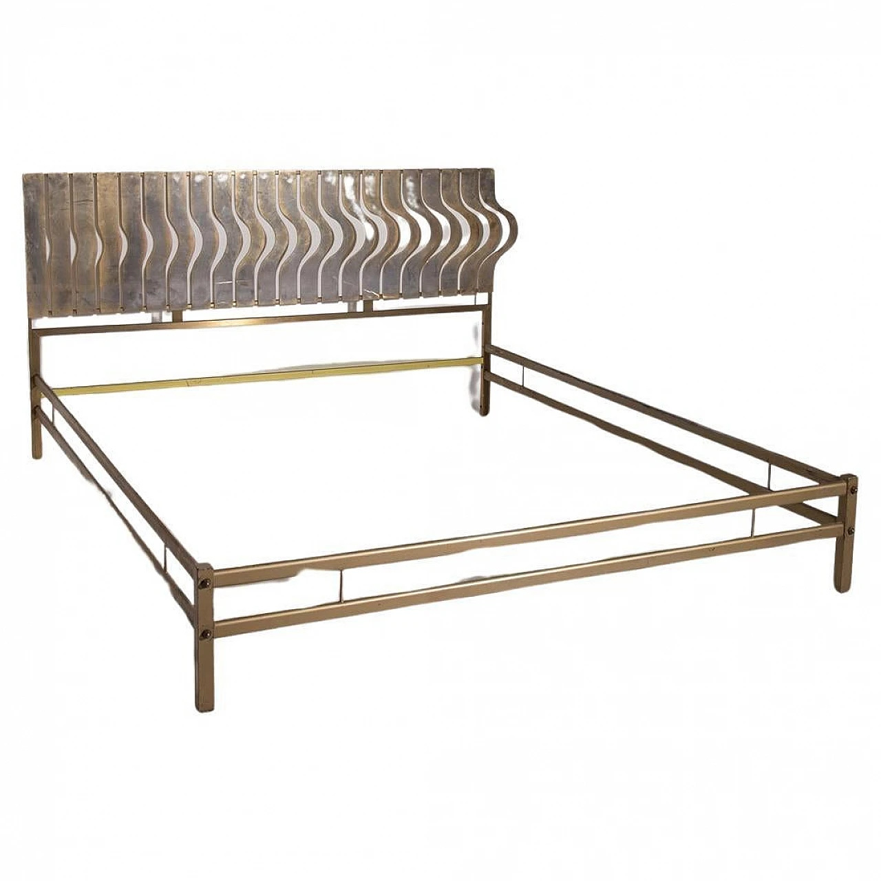 Bed frame in brass by Luciano Frigerio, 1970s 1