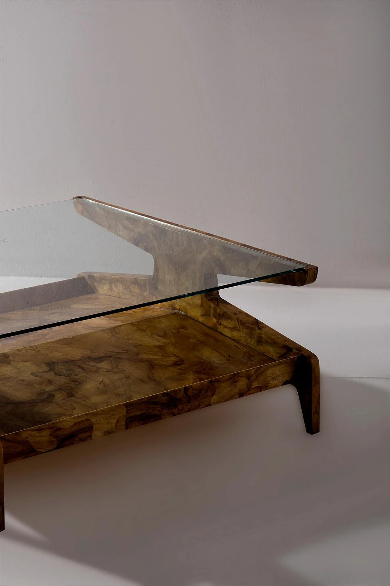 Coffee table in briarwood & glass in the style of Gio Ponti, 1950s 5