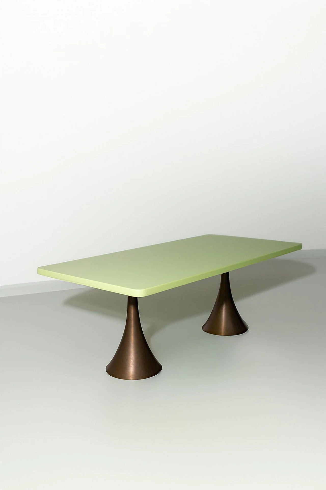 Dining table in green wood with bronze legs by O. Borsani, 1970s 6