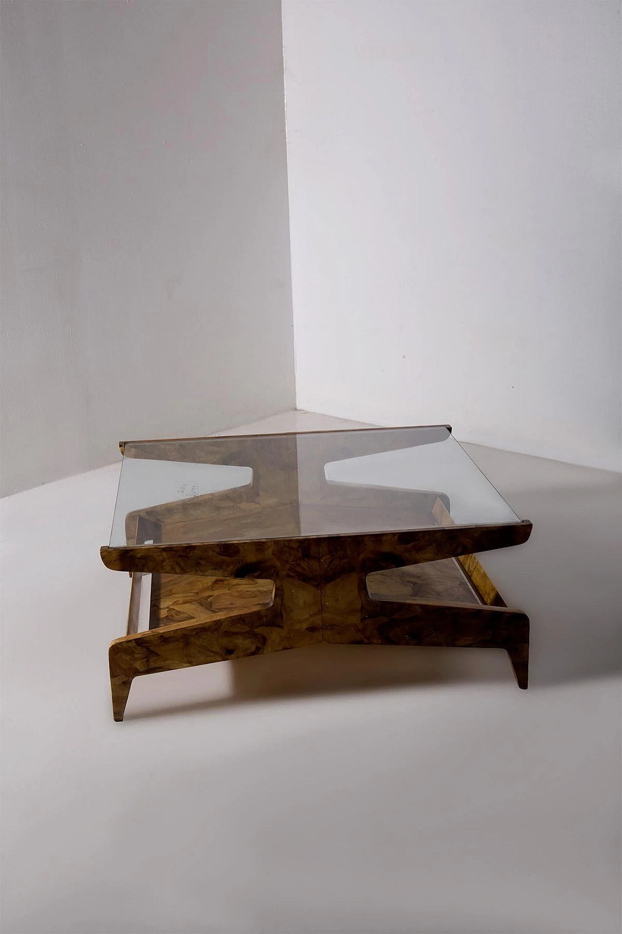 Coffee table in briarwood & glass in the style of Gio Ponti, 1950s 6