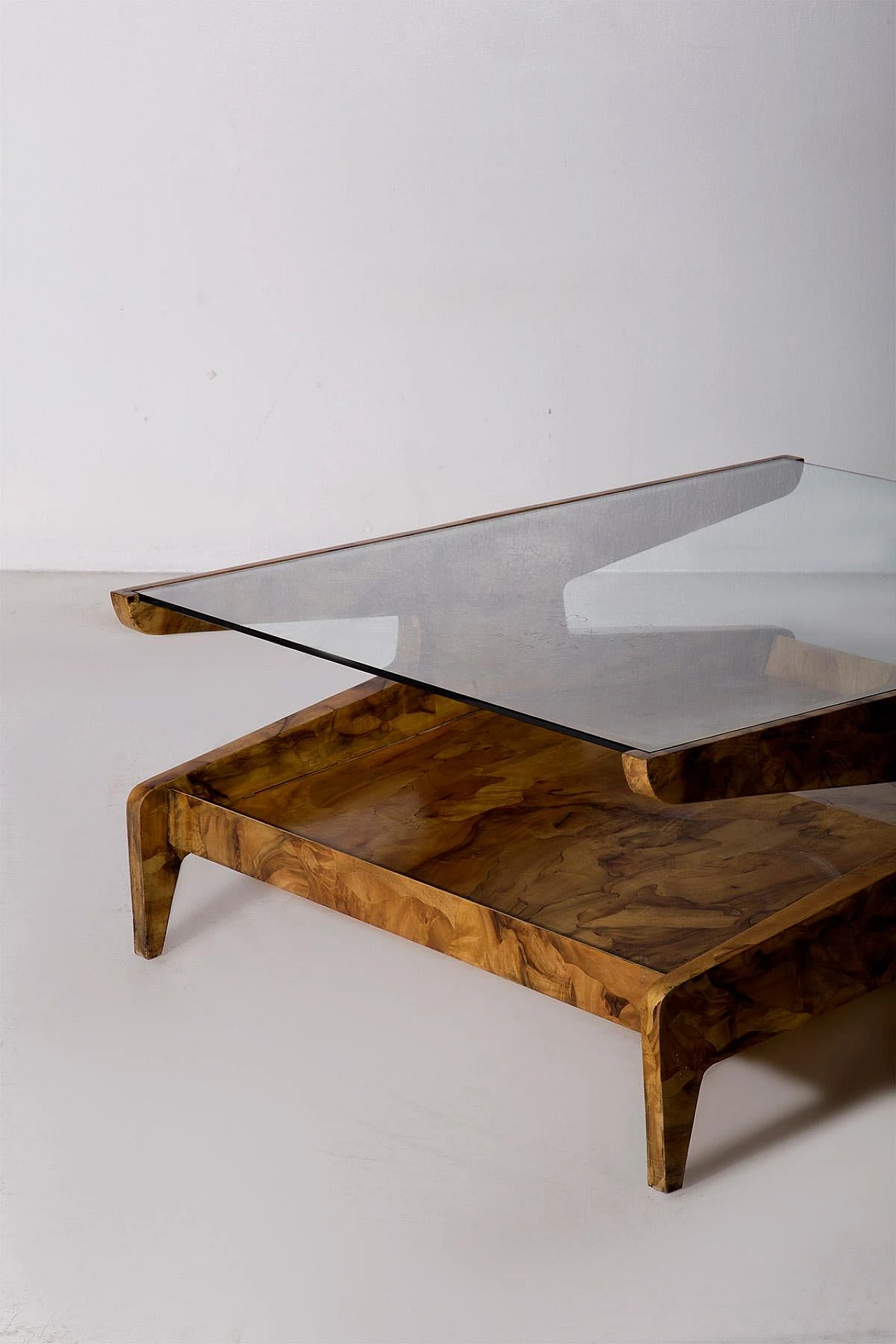 Coffee table in briarwood & glass in the style of Gio Ponti, 1950s 7