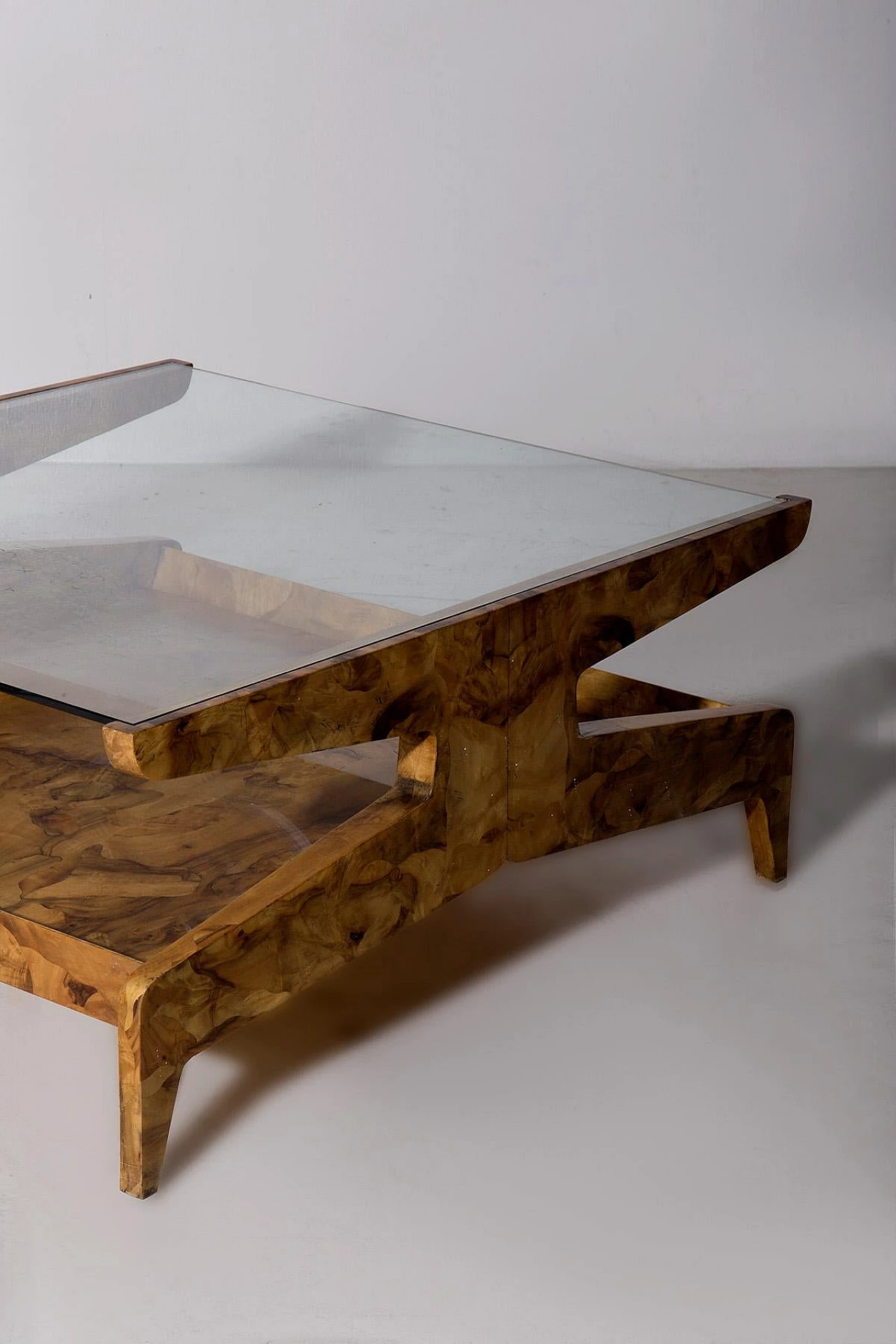 Coffee table in briarwood & glass in the style of Gio Ponti, 1950s 8