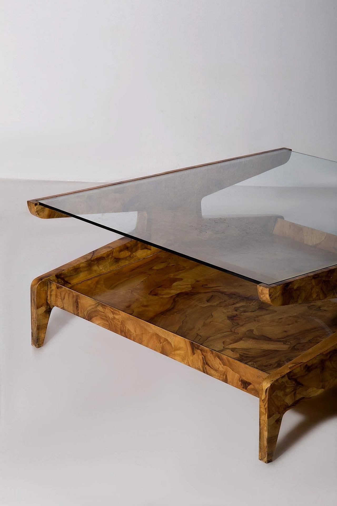 Coffee table in briarwood & glass in the style of Gio Ponti, 1950s 9