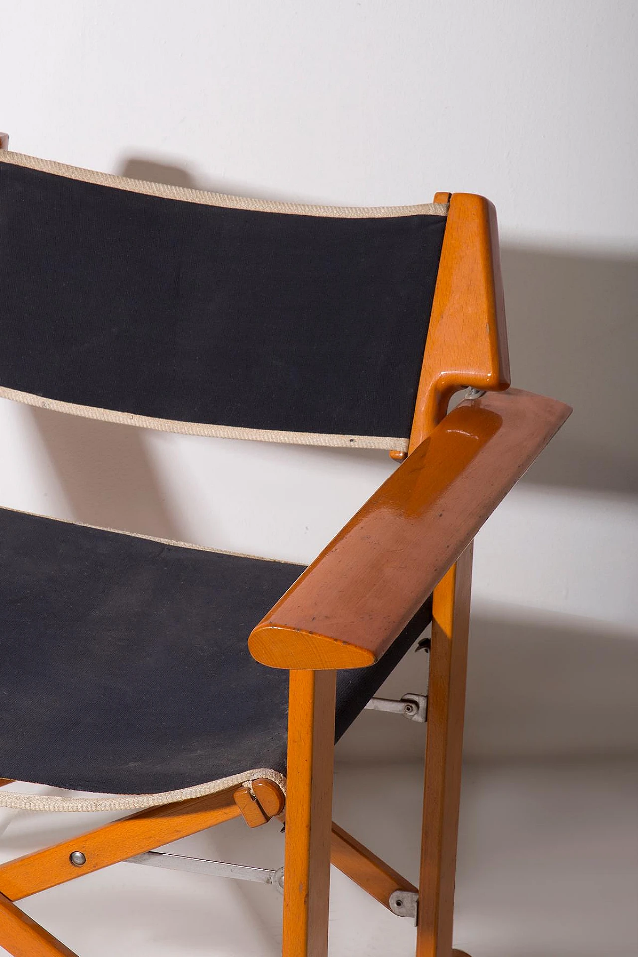 Director's chair in wood & black canvas by Fratelli Reguitti, 1970s 2