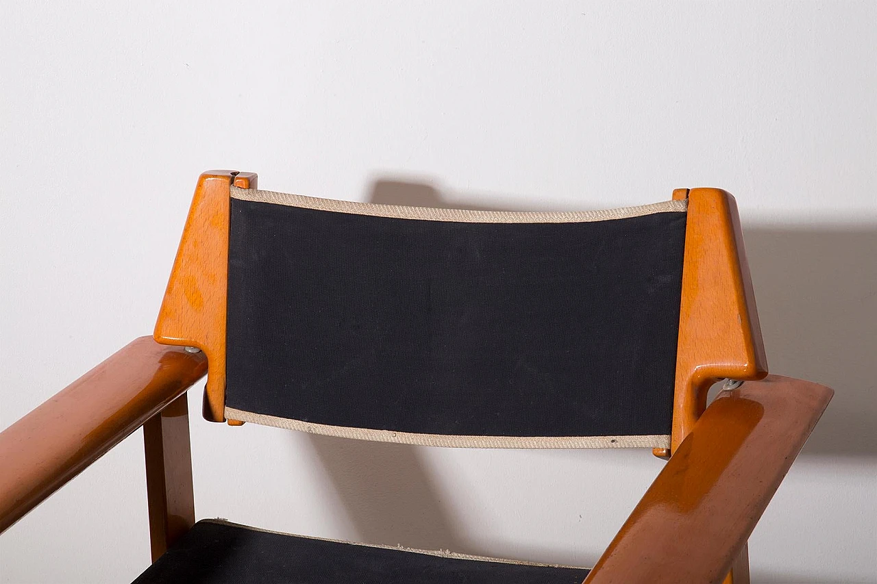 Director's chair in wood & black canvas by Fratelli Reguitti, 1970s 5