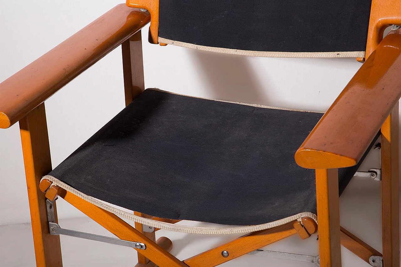 Director's chair in wood & black canvas by Fratelli Reguitti, 1970s 6