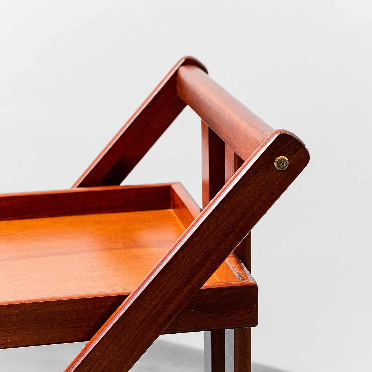 Double top bar cart in wood with wheels, 1960s 2