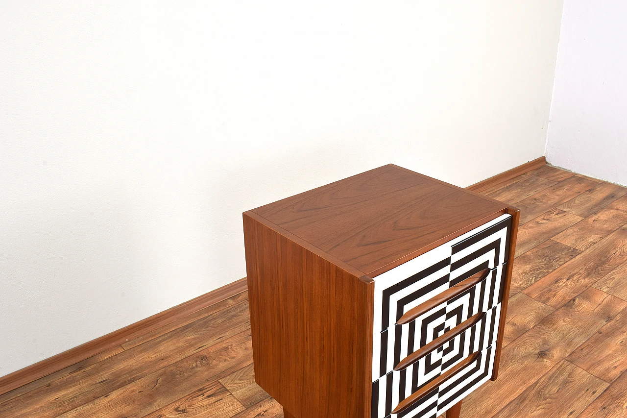 Op-art teak bedside table with four drawers, 1960s 12