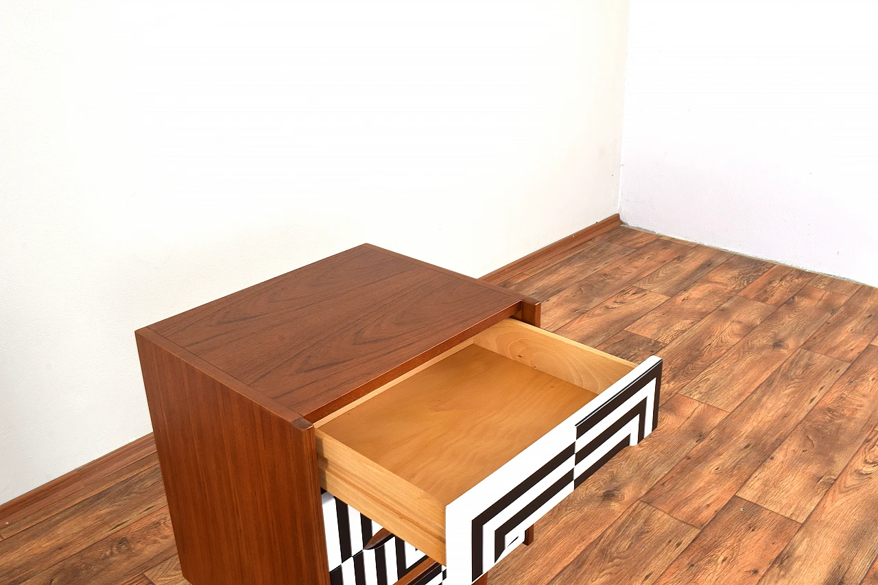 Op-art teak bedside table with four drawers, 1960s 14